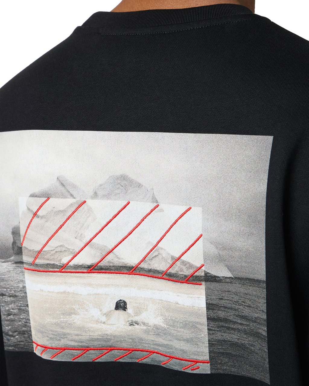 Iceberg Regular fit black crew neck sweatshirt in cotton fleece Zwart