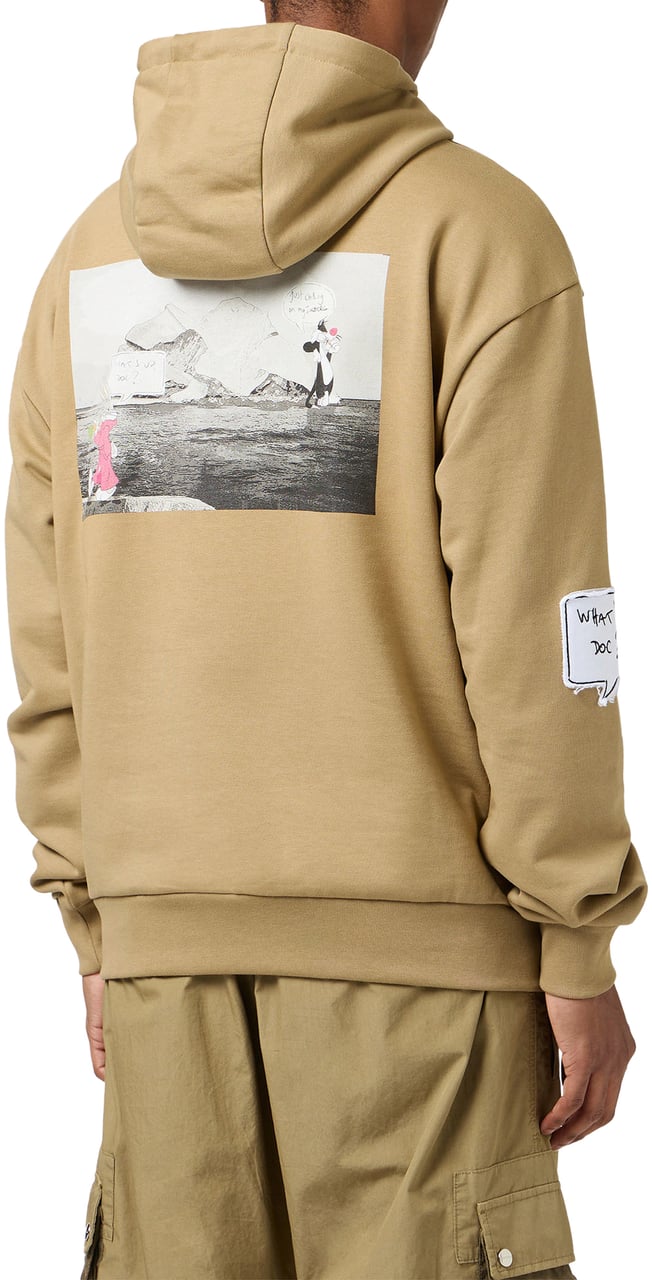 Iceberg Regular fit mu-colored hoodie with Looney Tunes print and logo label Beige