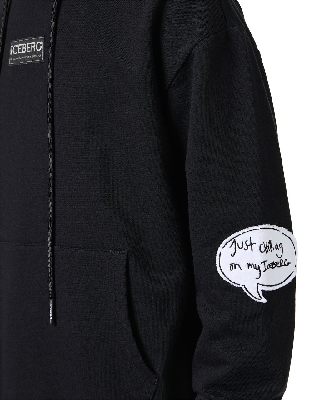 Iceberg Black egular fit hoodie with Looney Tunes print and logo label Zwart