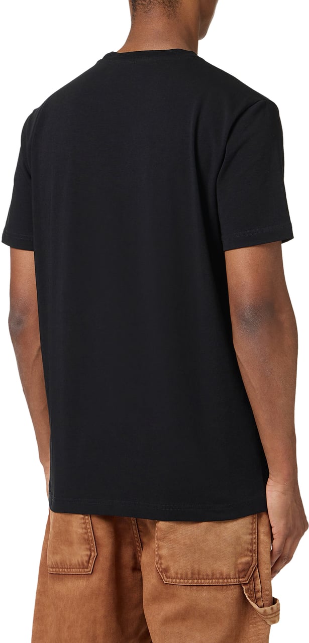 Iceberg Slim-fit black sustainable stretch cotton T-shirt with Poppy print Zwart