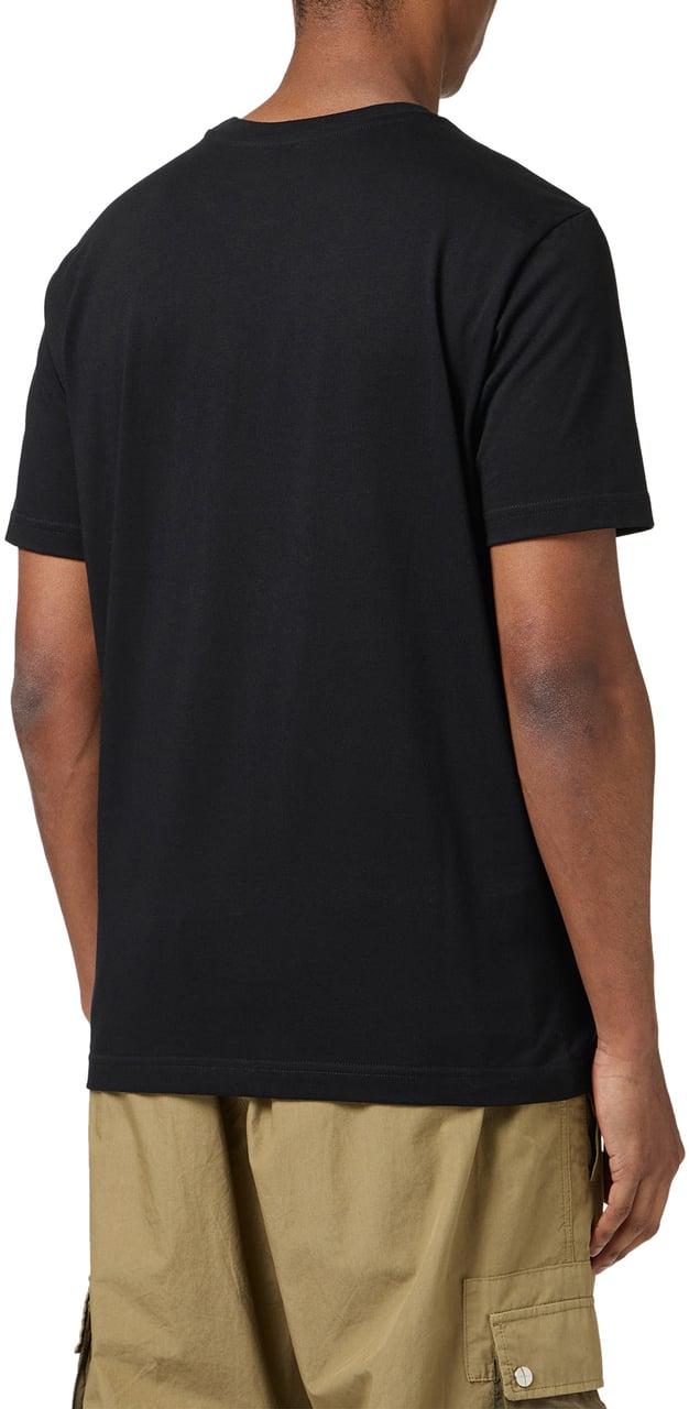 Iceberg Black slim fit cotton T-shirt with Bear print and Iceberg logo Zwart