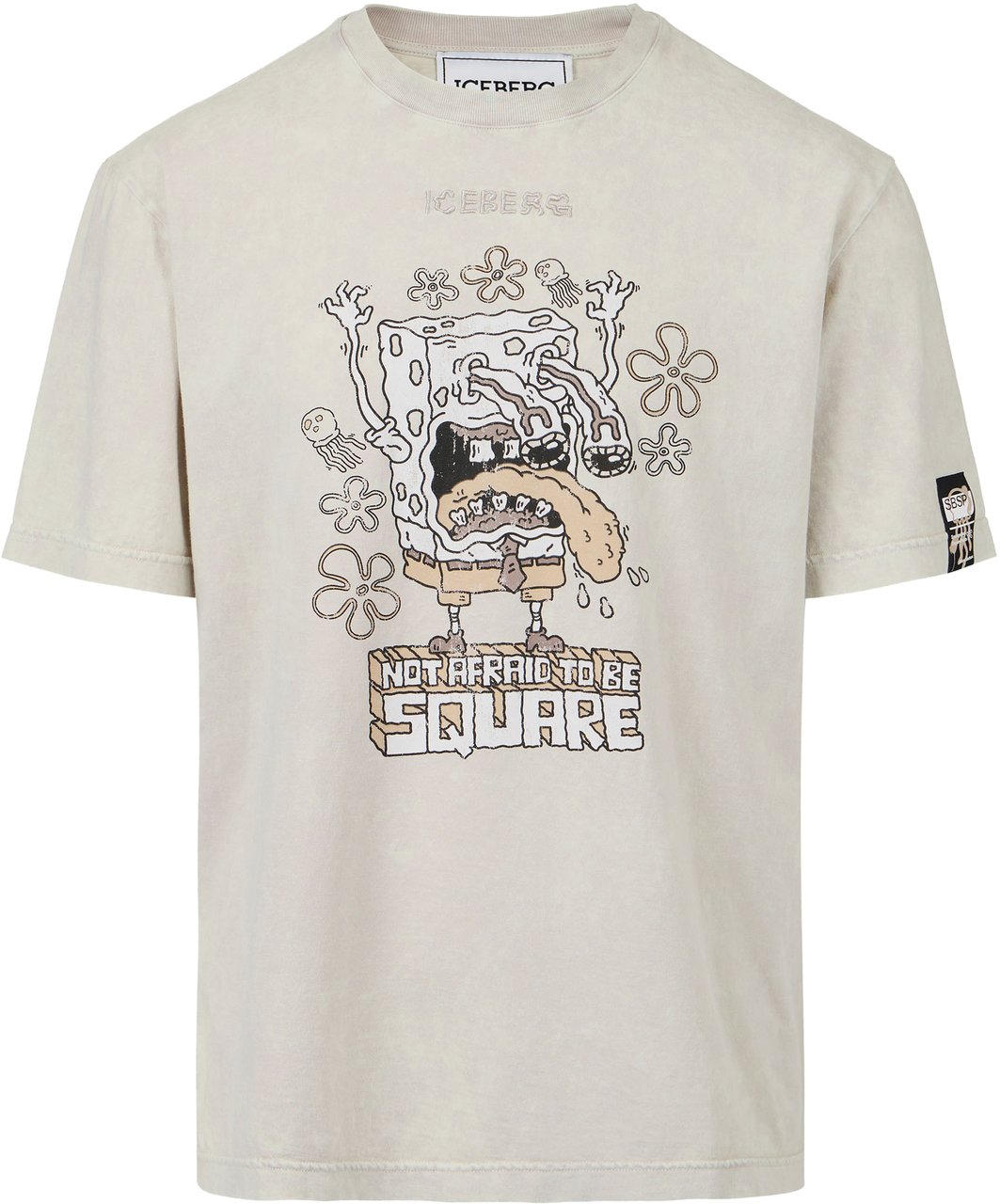 Iceberg Dusty-colored regular-fit jersey T-shirt with SpongeBob print Grijs