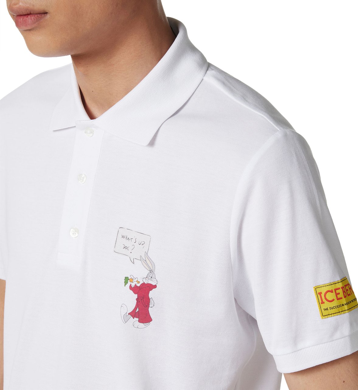 Iceberg Regular fit white polo in pique fabric Wit