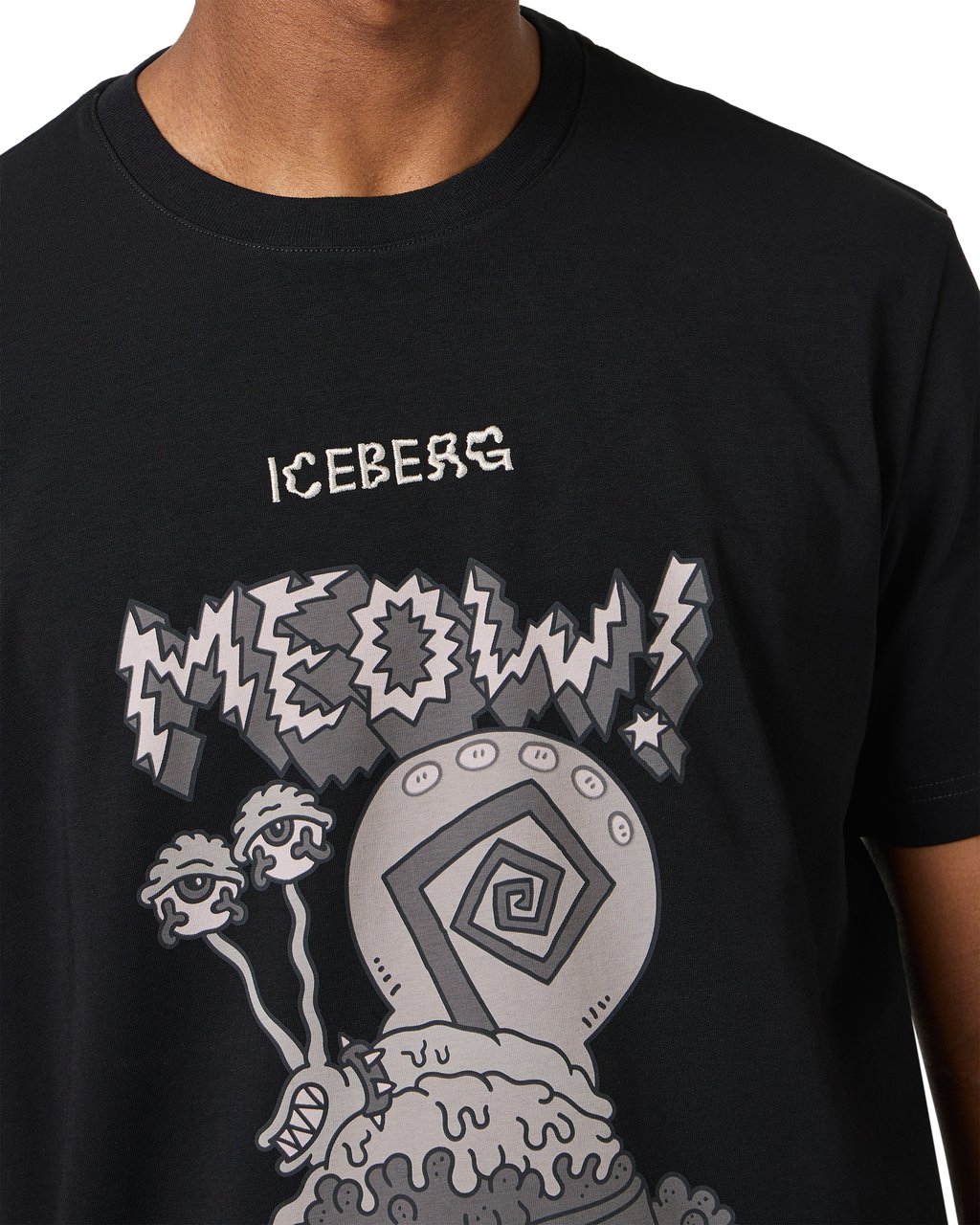 Iceberg Black regular-fit sustainable stretch jersey T-shirt Zwart