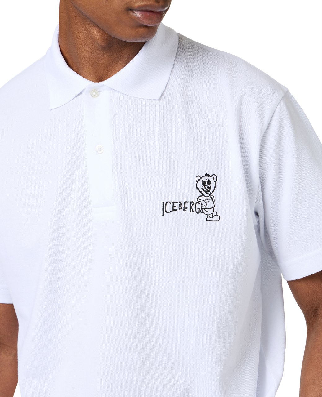 Iceberg White piqu� polo with Bear print Wit