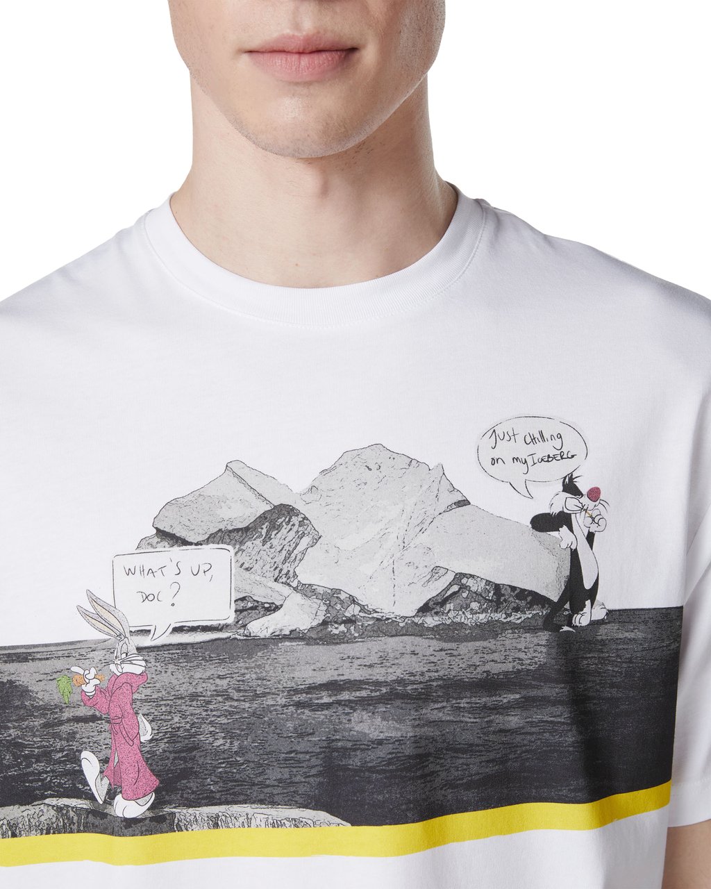 Iceberg White regular fit cotton jersey T-shirt with Iceberg logo Wit