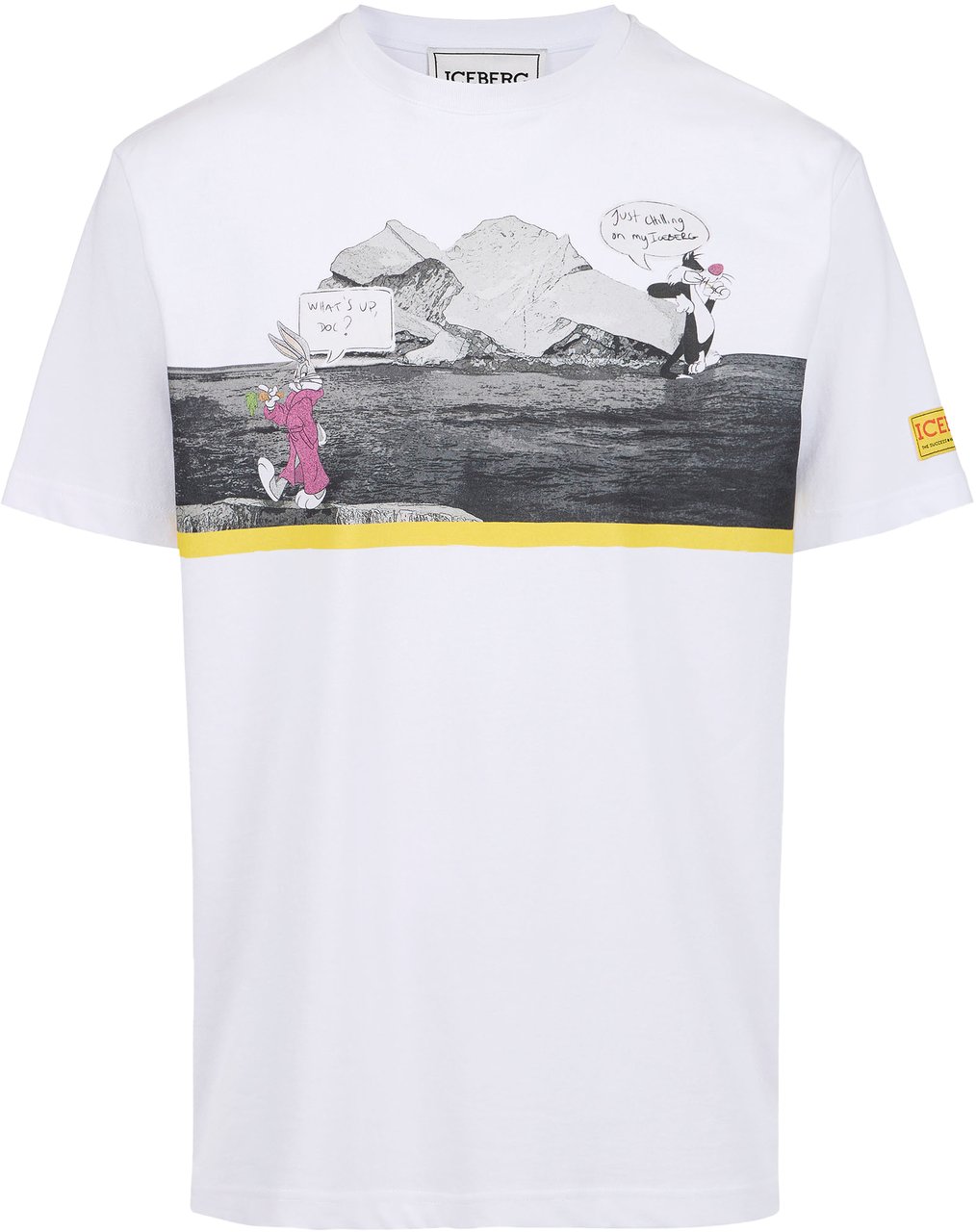 Iceberg White regular fit cotton jersey T-shirt with Iceberg logo Wit