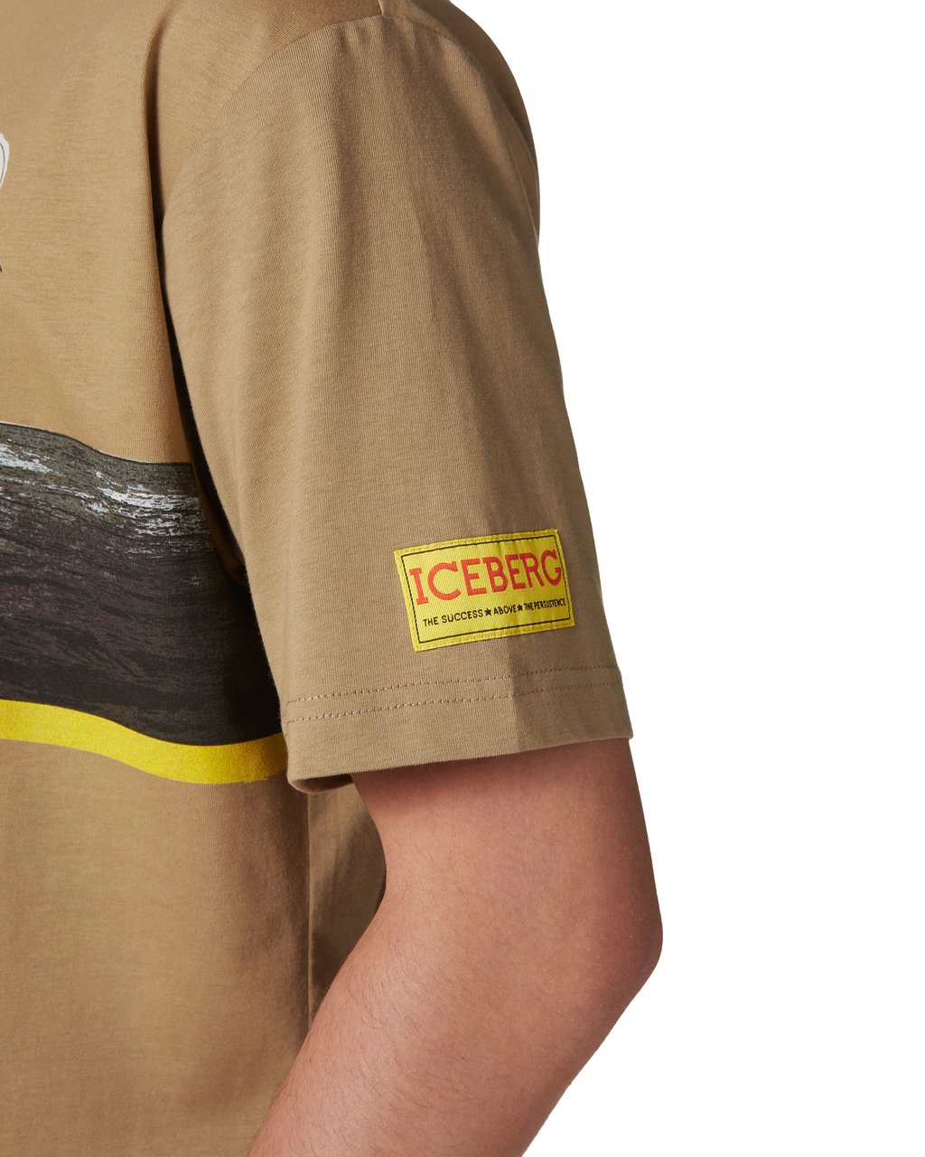 Iceberg Mud colored regular fit cotton jersey T-shirt with Iceberg logo Beige