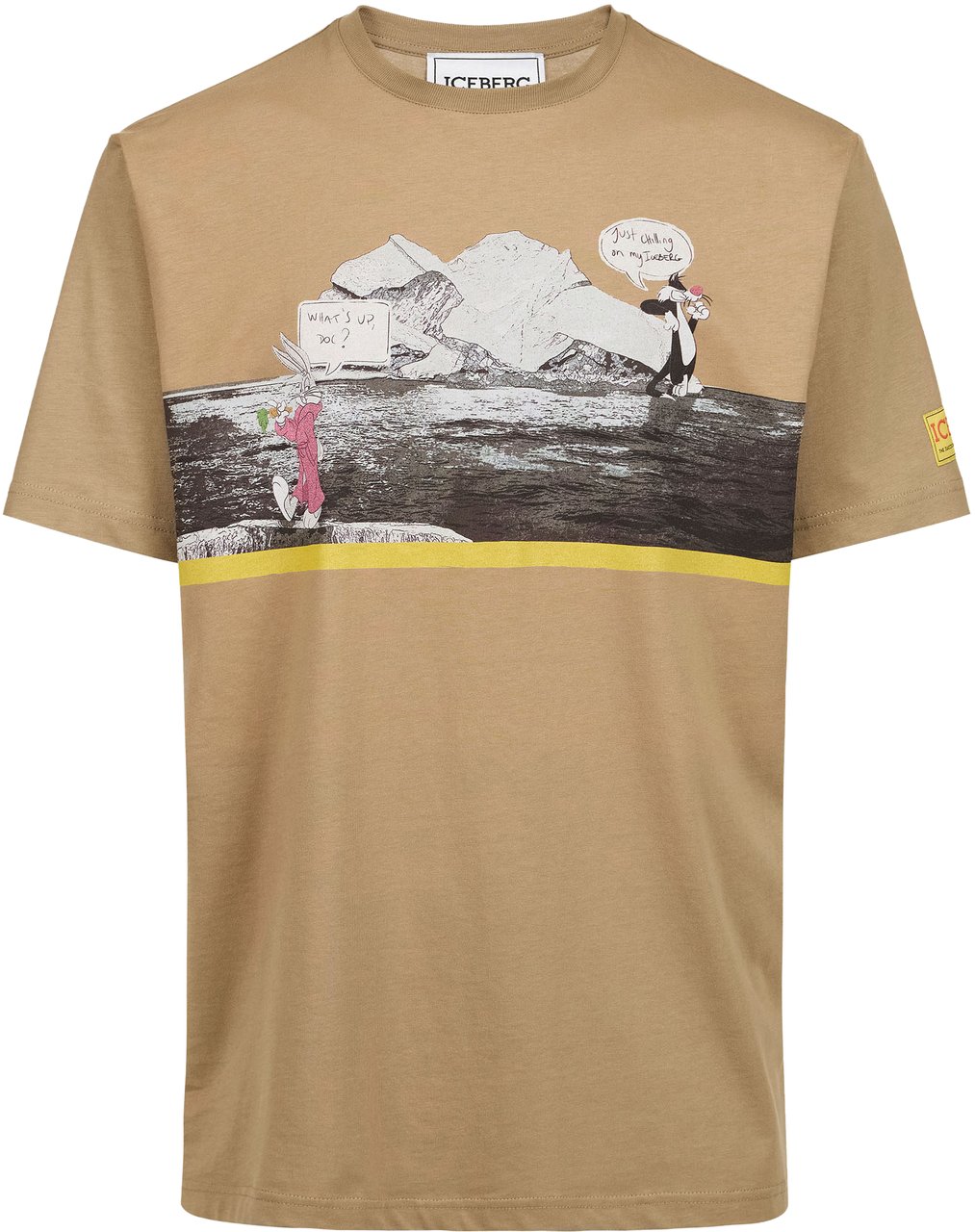 Iceberg Mud colored regular fit cotton jersey T-shirt with Iceberg logo Beige