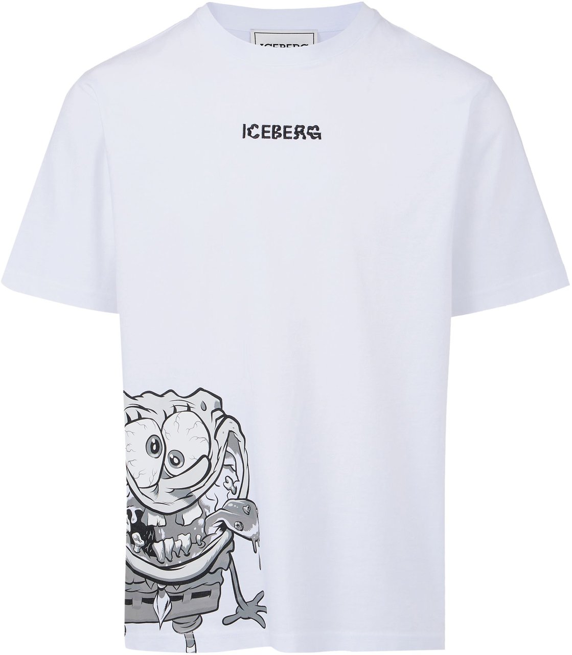 Iceberg Regular fit white T-shirt with SpongeBob print in jersey Wit