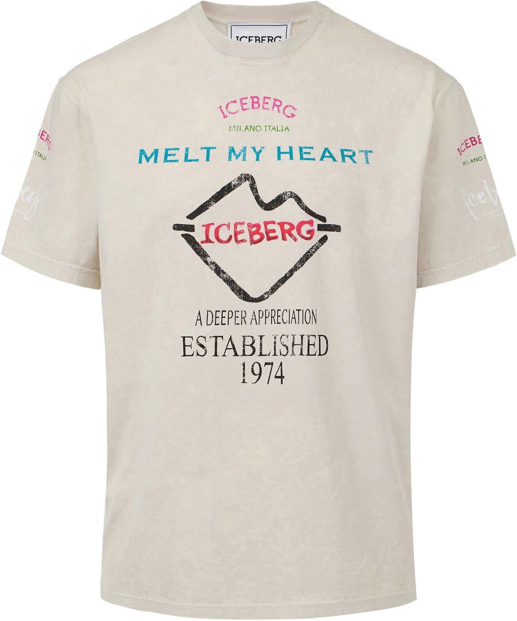 Iceberg Relaxed fit dusty-colored cotton jersey T-shirt Grijs