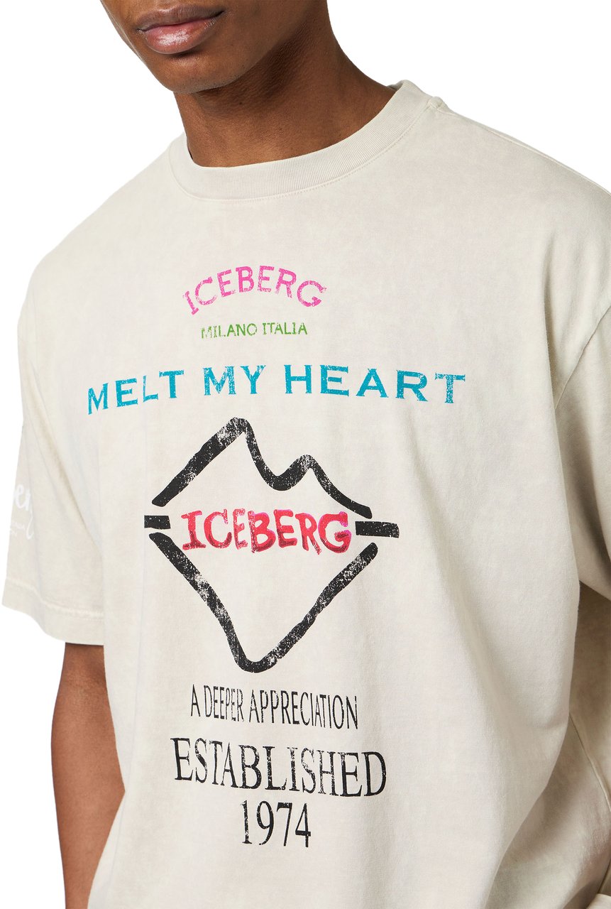 Iceberg Relaxed fit dusty-colored cotton jersey T-shirt Grijs