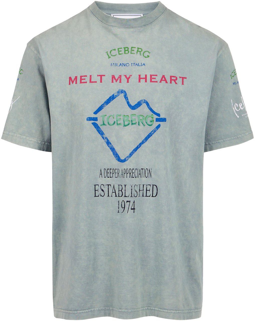 Iceberg Relaxed fit mint green cotton jersey T-shirt Groen