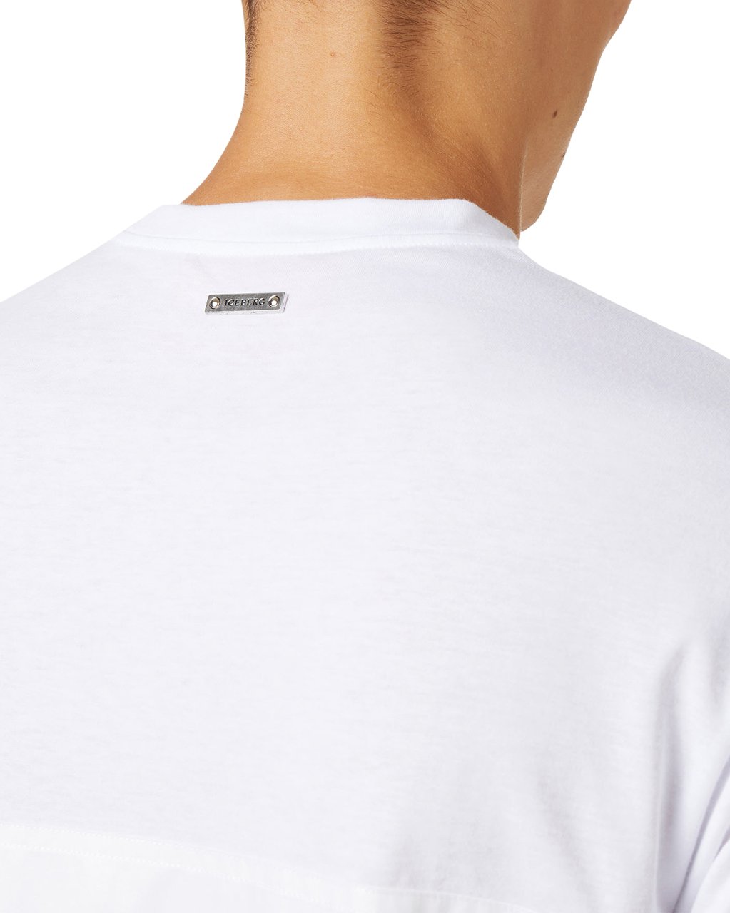Iceberg White crew neck T-shirt with tone-on-tone detail Wit