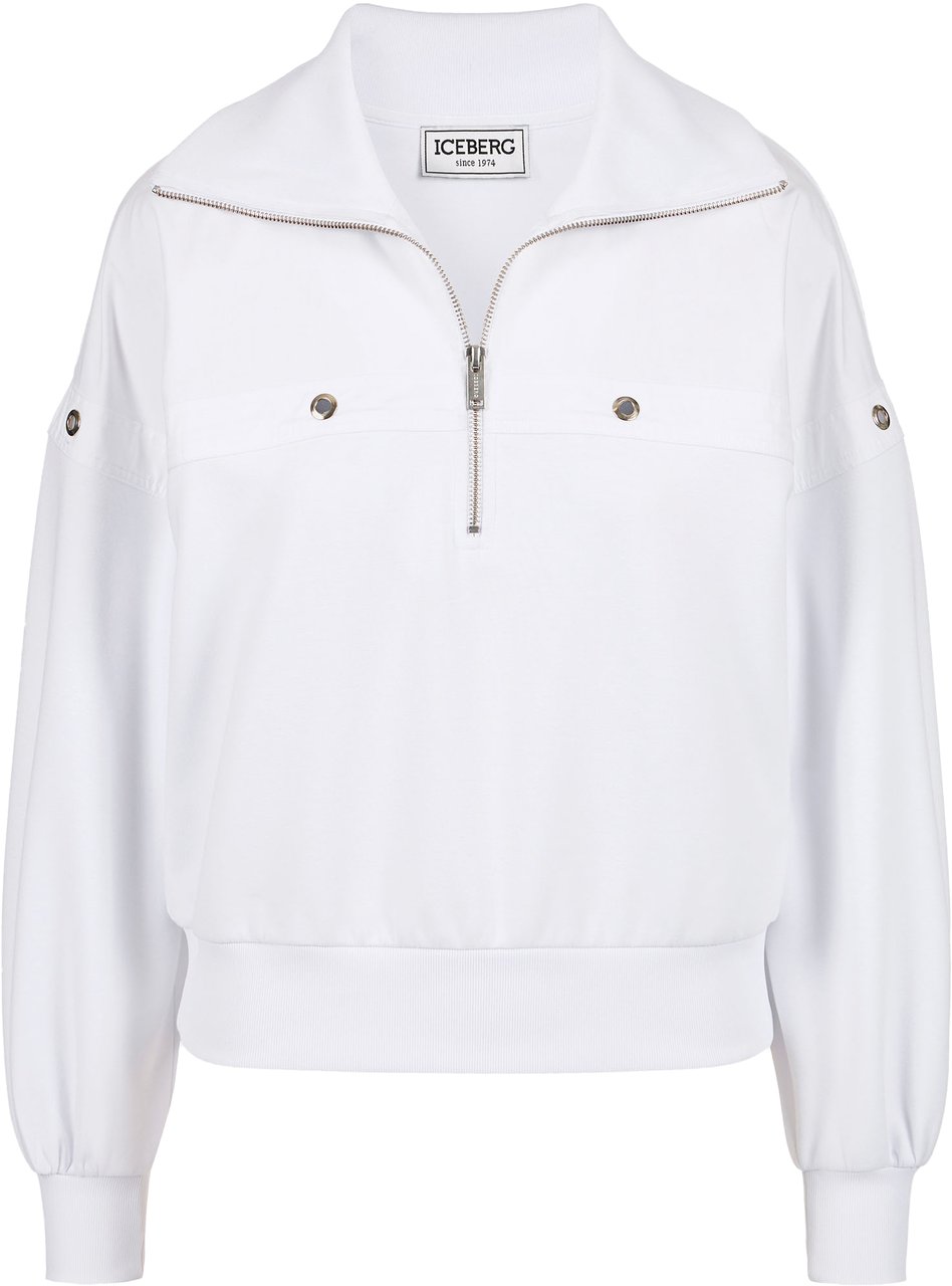 Iceberg Cropped fit white sweatshirt in scuba fabric Wit