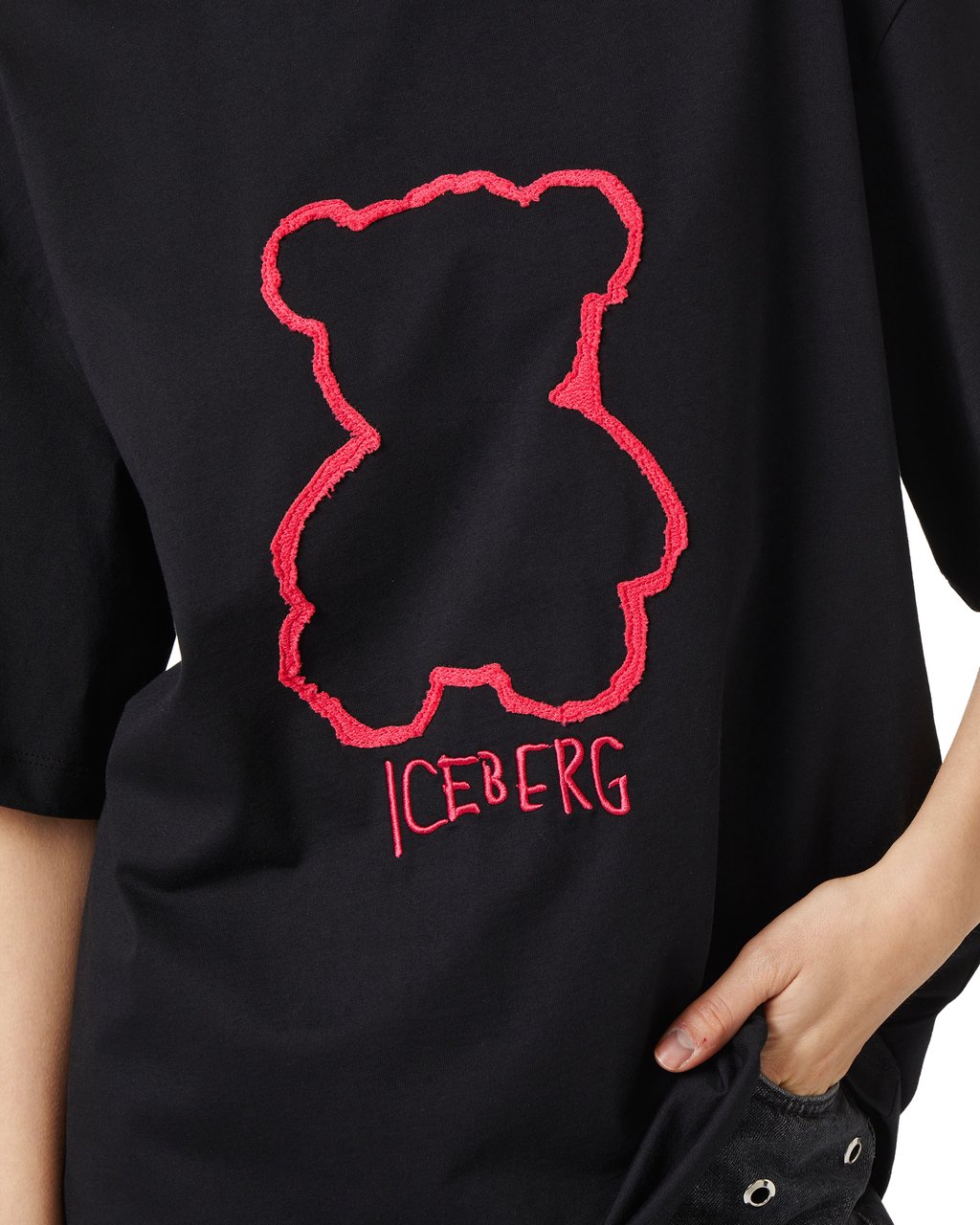 Iceberg Pink cotton jersey T-shirt with Bear Iceberg print Divers