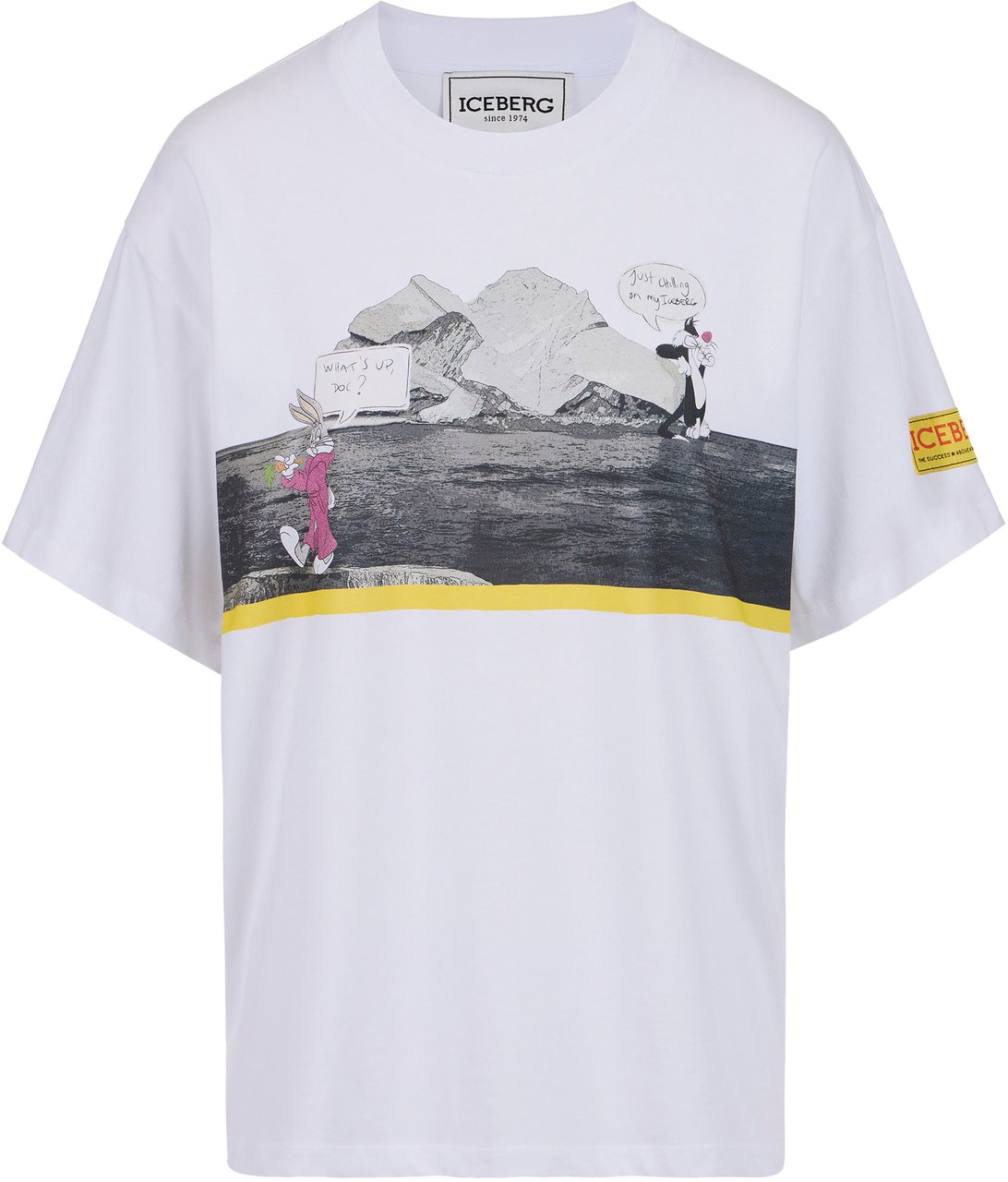 Iceberg White regular-fit T-shirt in garment-dyed cotton jersey with cupro fabric inserts Wit