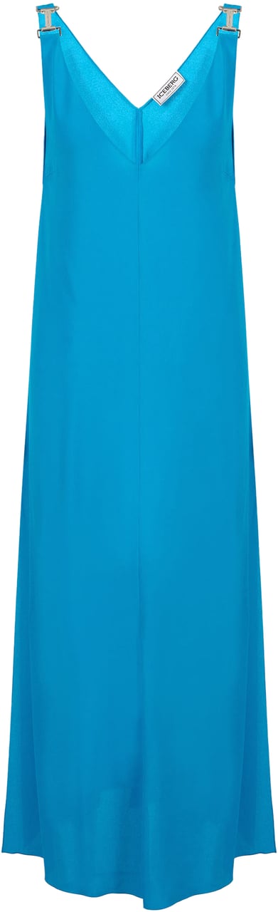 Iceberg Cobalt crepe de chine dress with elegant details Blauw