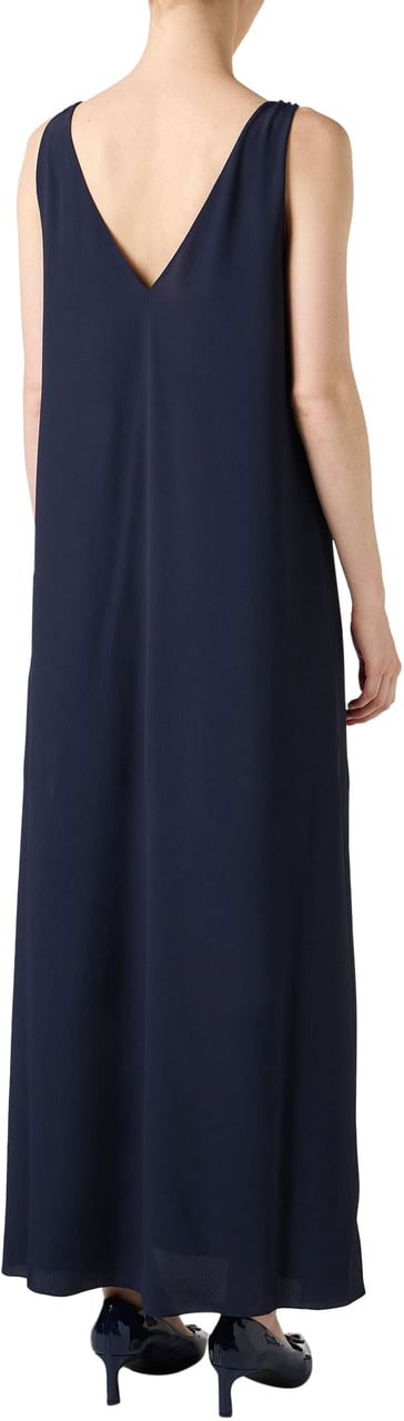 Iceberg Blue crepe de chine dress with elegant details Blauw