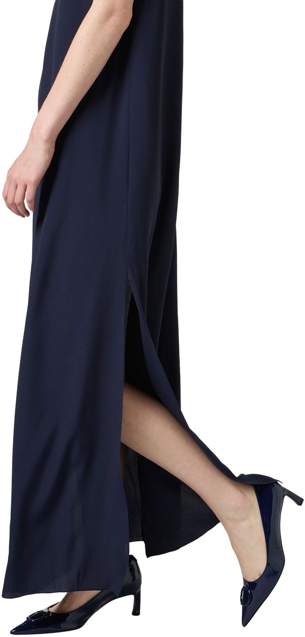 Iceberg Blue crepe de chine dress with elegant details Blauw
