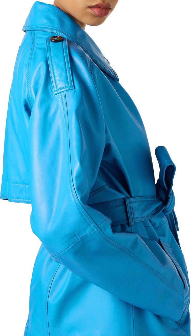 Iceberg Short cobalt leather coat with Iceberg Milano Italia logo Blauw