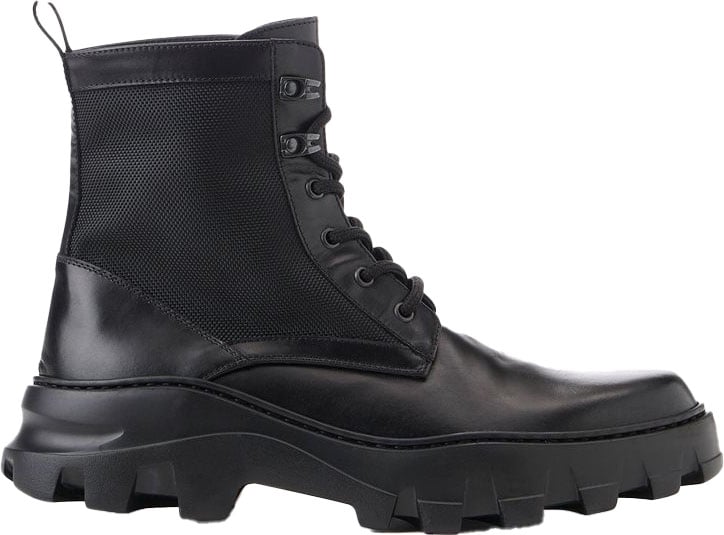 Iceberg Leather thigh-high boots with XL grooved sole Zwart