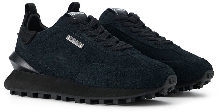 Iceberg Black runner-inspired sneakers in leather and technical fabric by Iceberg Zwart
