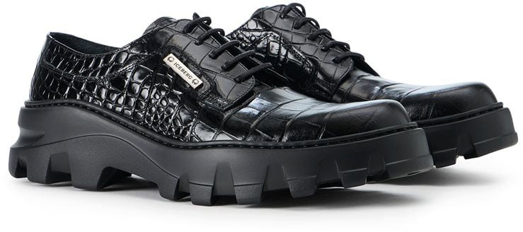 Iceberg Iceberg black calfskin lace-up shoes with chunky sole Zwart