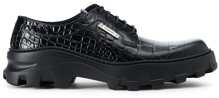 Iceberg Iceberg black calfskin lace-up shoes with chunky sole Zwart