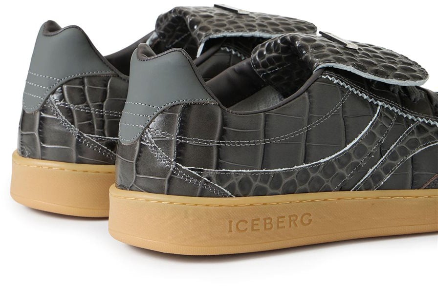 Iceberg Gray Leather "California" Sneaker Grijs