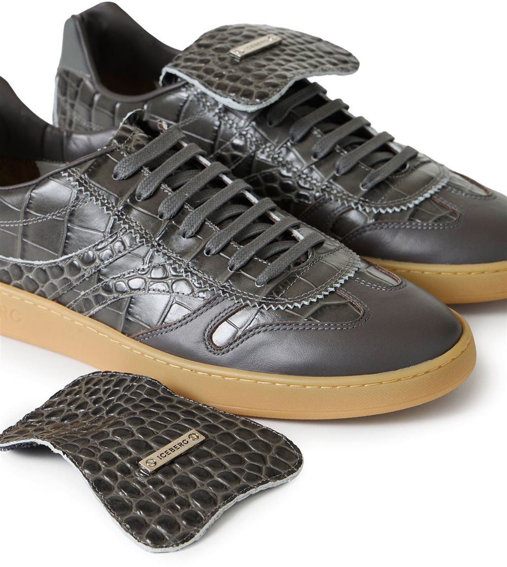 Iceberg Gray Leather "California" Sneaker Grijs