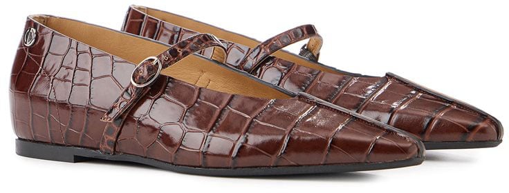 Iceberg Brown Crocodile-Embossed Pointed-Toe Pumps Bruin