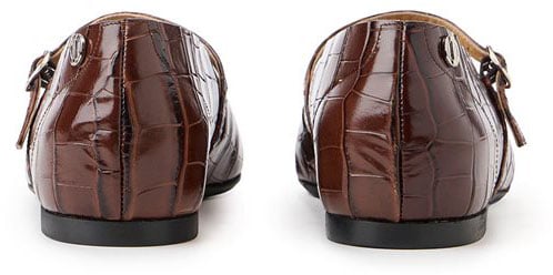 Iceberg Brown Crocodile-Embossed Pointed-Toe Pumps Bruin