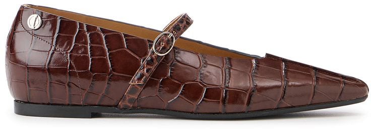 Iceberg Brown Crocodile-Embossed Pointed-Toe Pumps Bruin