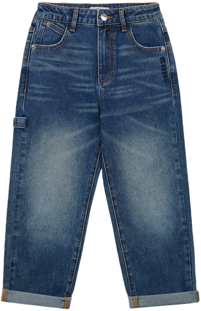 Iceberg KIDS - Indigo 5-pocket wide-leg jeans with cuffed ankles Blauw