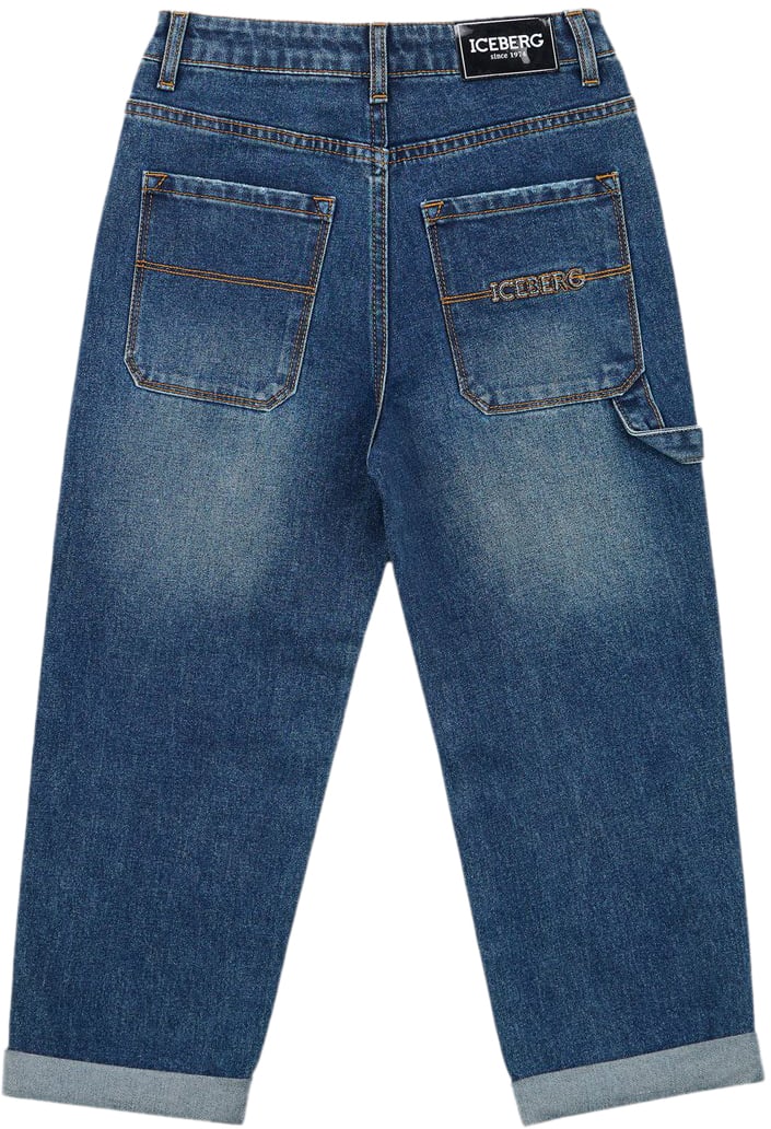 Iceberg KIDS - Indigo 5-pocket wide-leg jeans with cuffed ankles Blauw