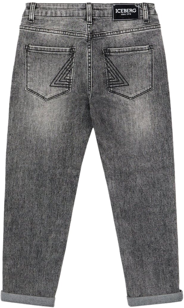 Iceberg KIDS - Gray 5-pocket demi-wash jeans with straight leg and ankle cuffs Grijs