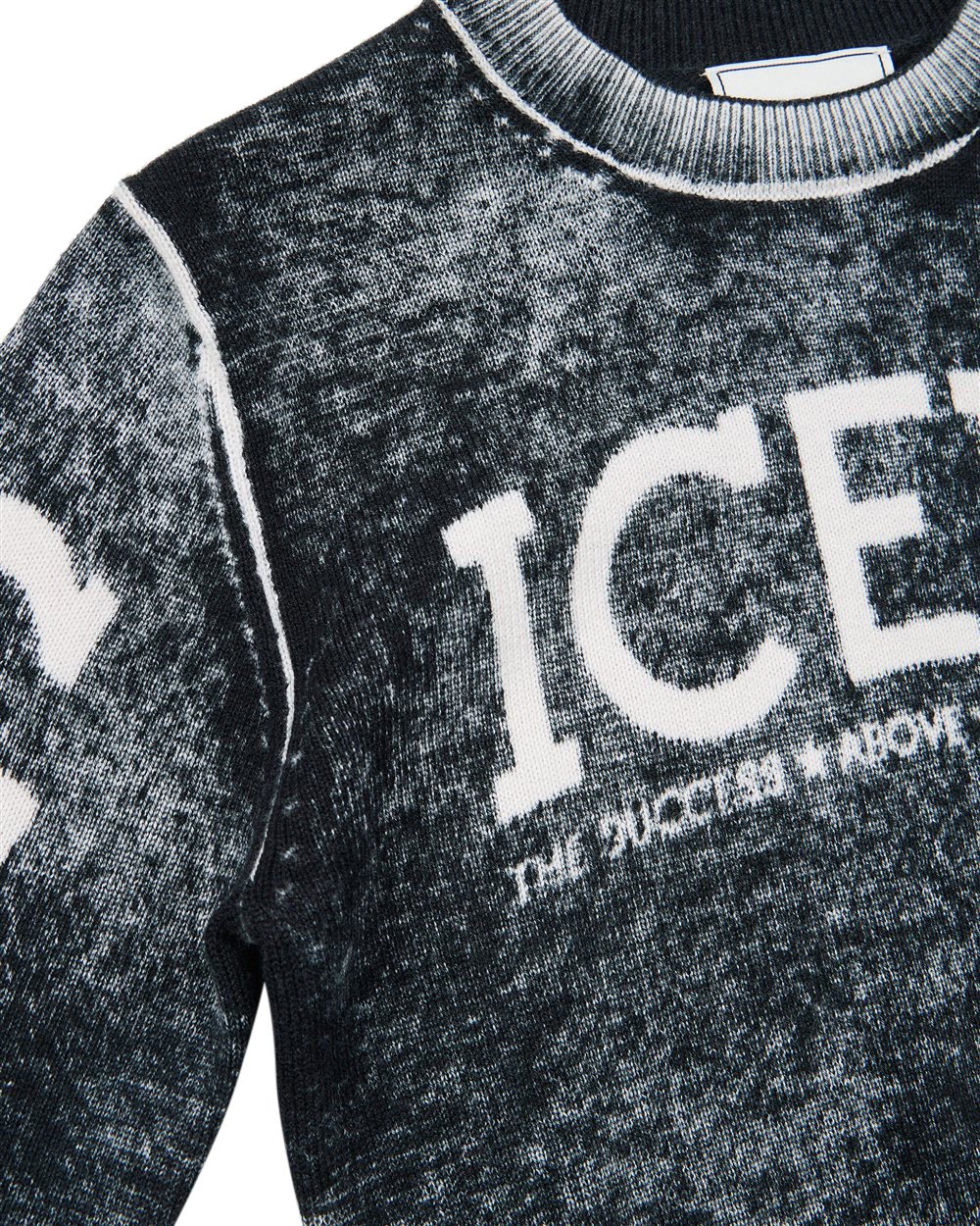 Iceberg KIDS - Black crewneck sweater with contrasting Iceberg logo Zwart
