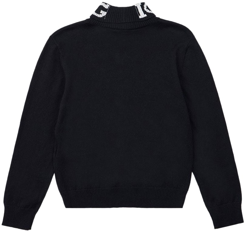 Iceberg KIDS - Black mock turtleneck sweater with contrasting Iceberg logo on the neck Zwart