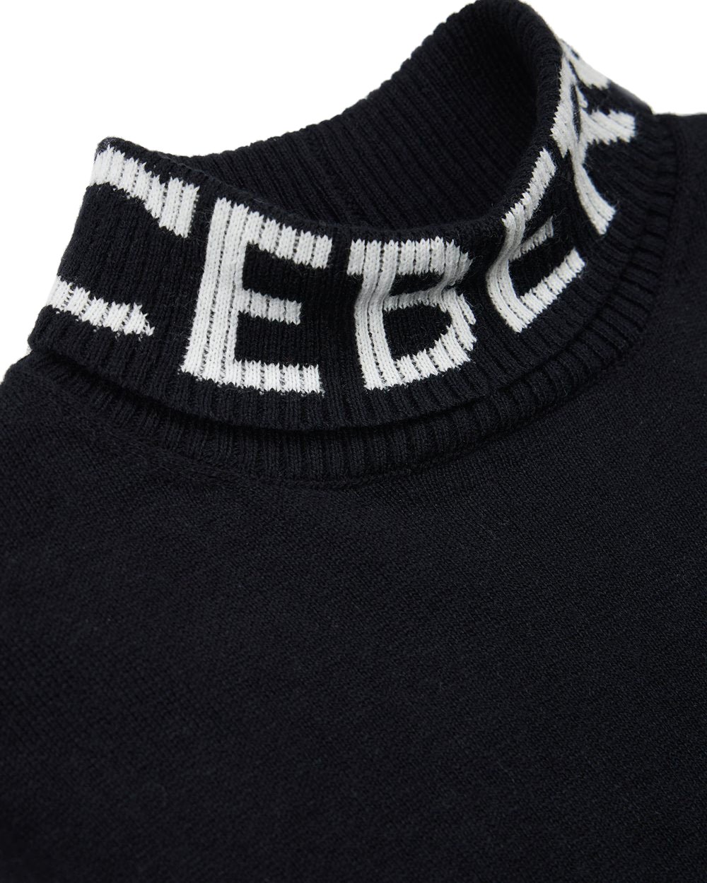 Iceberg KIDS - Black mock turtleneck sweater with contrasting Iceberg logo on the neck Zwart