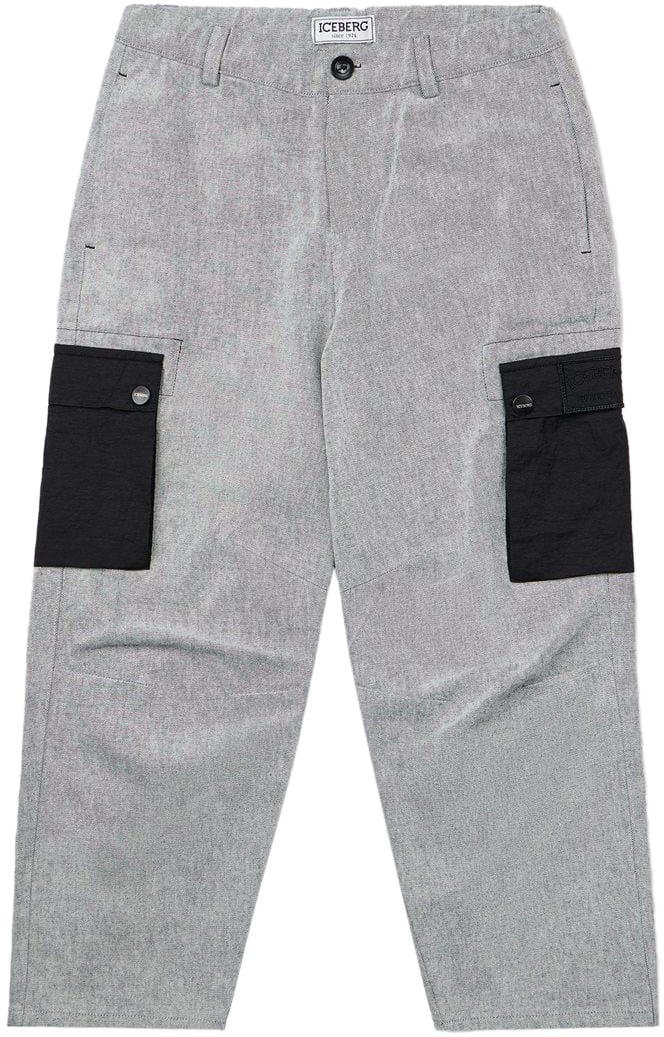 Iceberg KIDS - Gray cargo pants with contrasting details Grijs