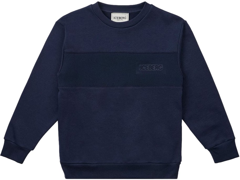 Iceberg KIDS - Blue crewneck sweatshirt with Iceberg logo Blauw