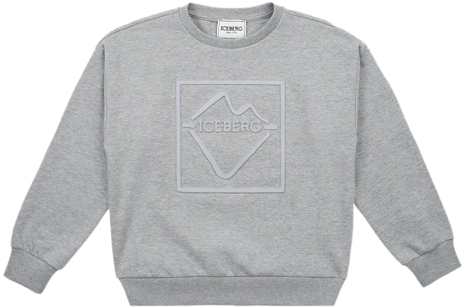 Iceberg KIDS - Heather gray crewneck sweatshirt with embossed Iceberg logo Grijs