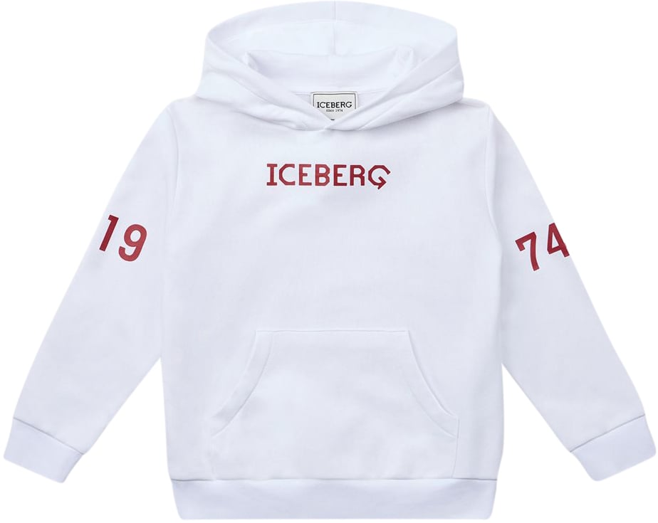 Iceberg KIDS - White hoodie with red corporate logo Wit