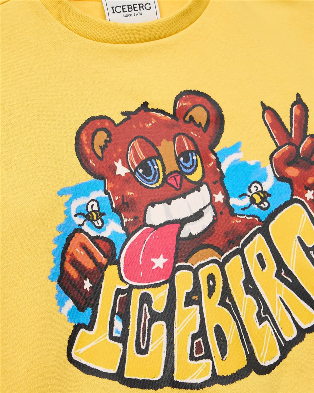 Iceberg KIDS - Yellow sweatshirt with logo and cartoon Geel