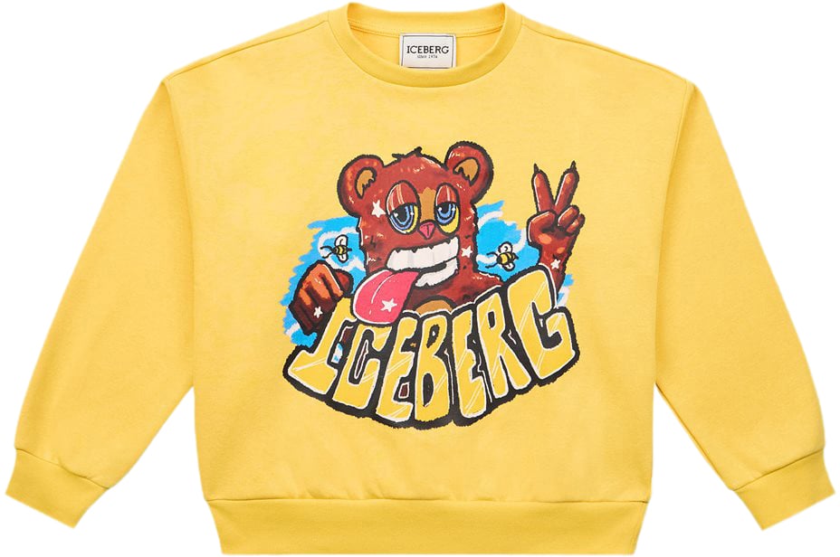 Iceberg KIDS - Yellow sweatshirt with logo and cartoon Geel