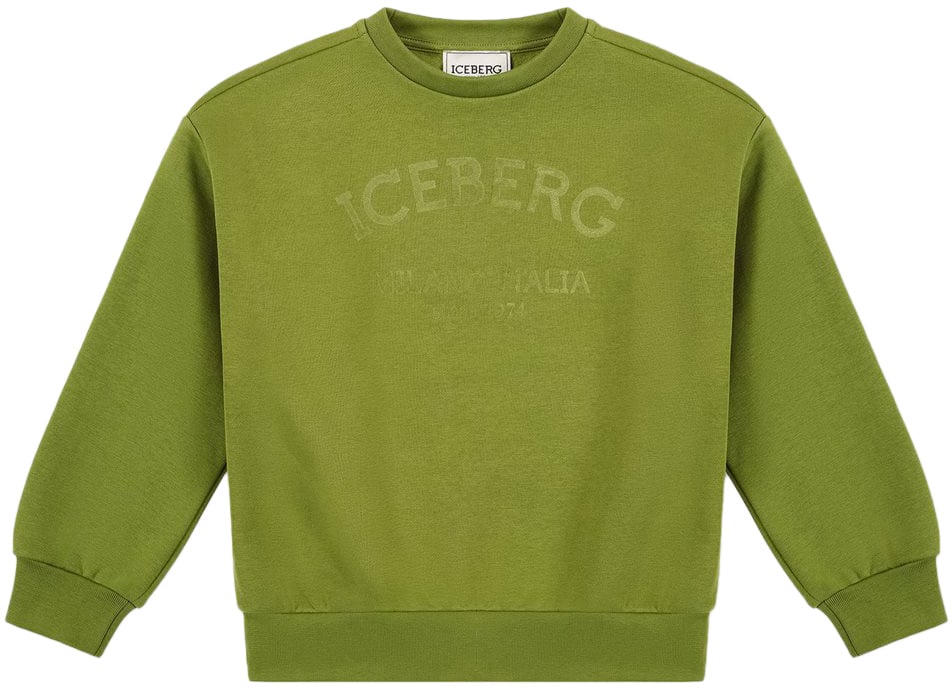 Iceberg KIDS - Crewneck military sweatshirt with tone-on-tone logo Groen