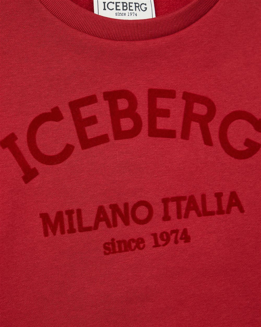 Iceberg KIDS - Red crewneck sweatshirt with tone-on-tone logo Rood