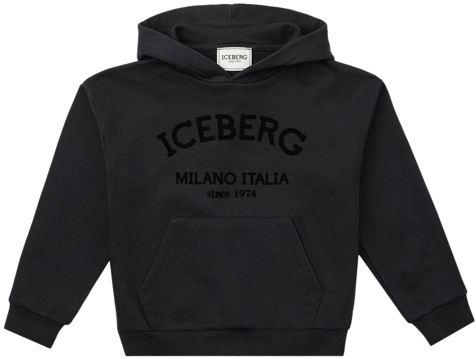Iceberg KIDS - Black hoodie with tone-on-tone logo Zwart