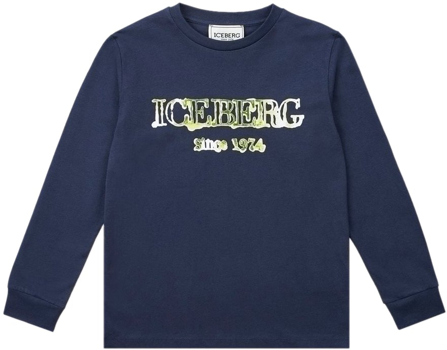 Iceberg KIDS - Blue long-sleeved T-shirt with Iceberg logo Blauw